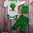 Pamučni komplet iz 3 dela – bodić, pantalonice i kapica