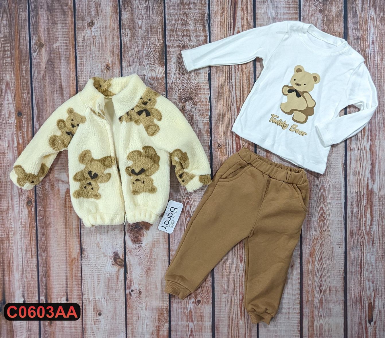 Trodelni komplet sa toplom jaknicom – pantalone postavljene (74-86)