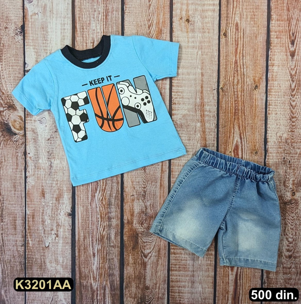 Dvodelni komplet sa džins šorcem (80-104)