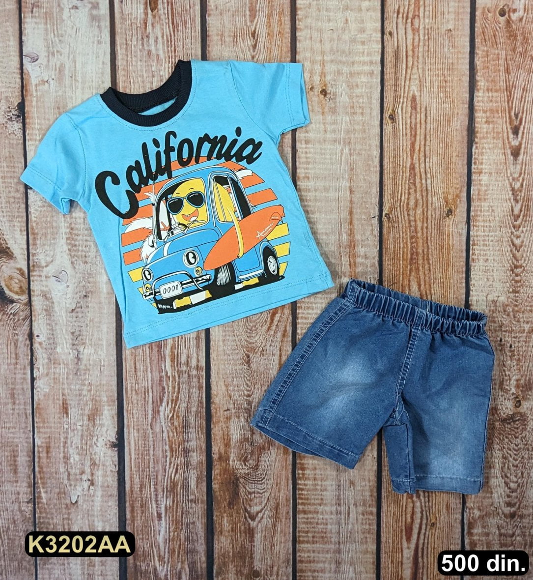 Dvodelni komplet sa džins šorcem (80-104)