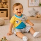 Pamučni komplet za dečake Cute Zebra žuto