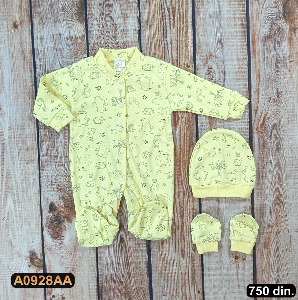 Pamučna zekica sa kapicom i rukavicama (62-68)