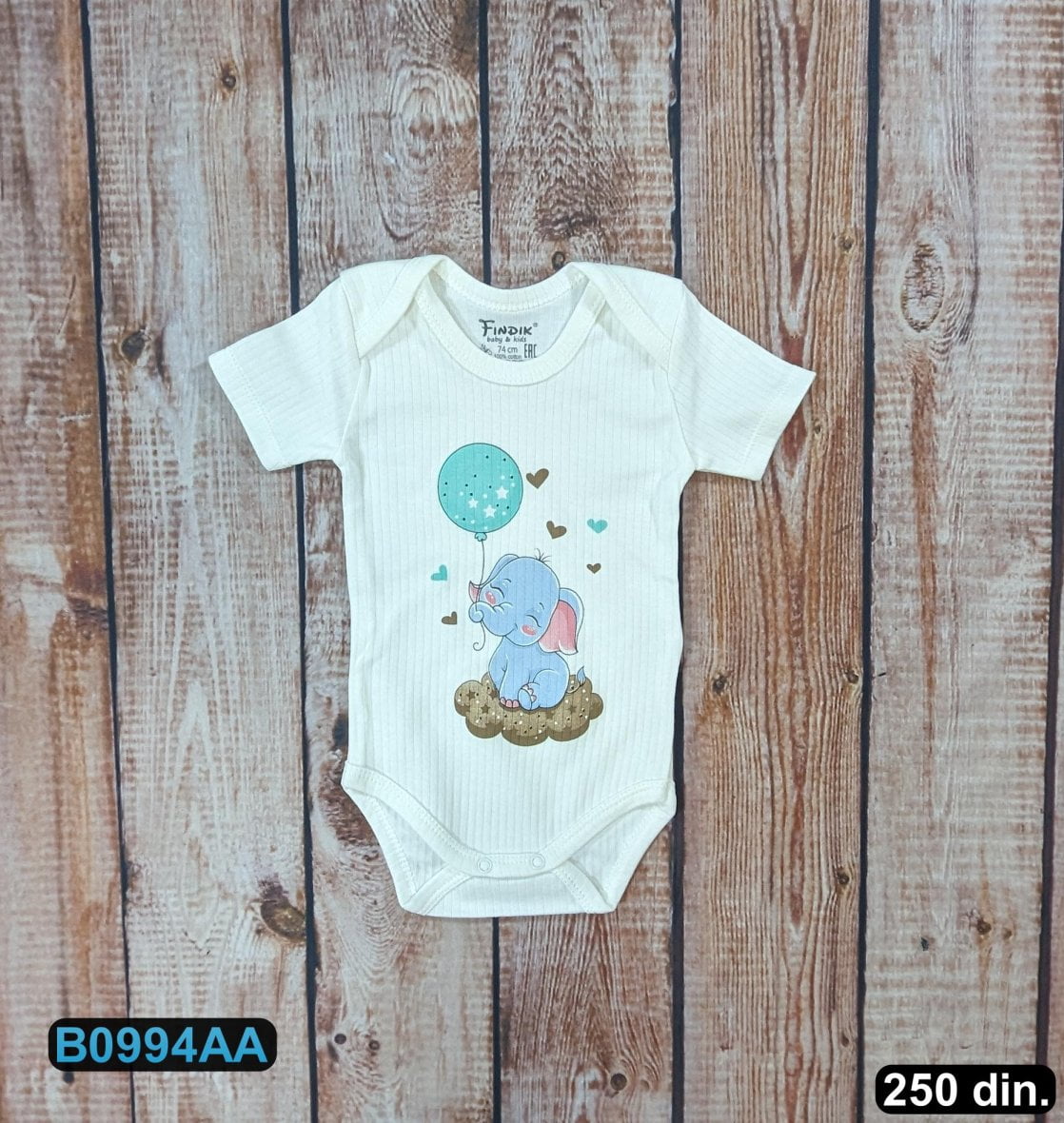 Pamučni bodi sa kratkim rukavom (62-86)