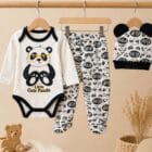 Trodelni komplet za bebe Little Cute Panda – crno