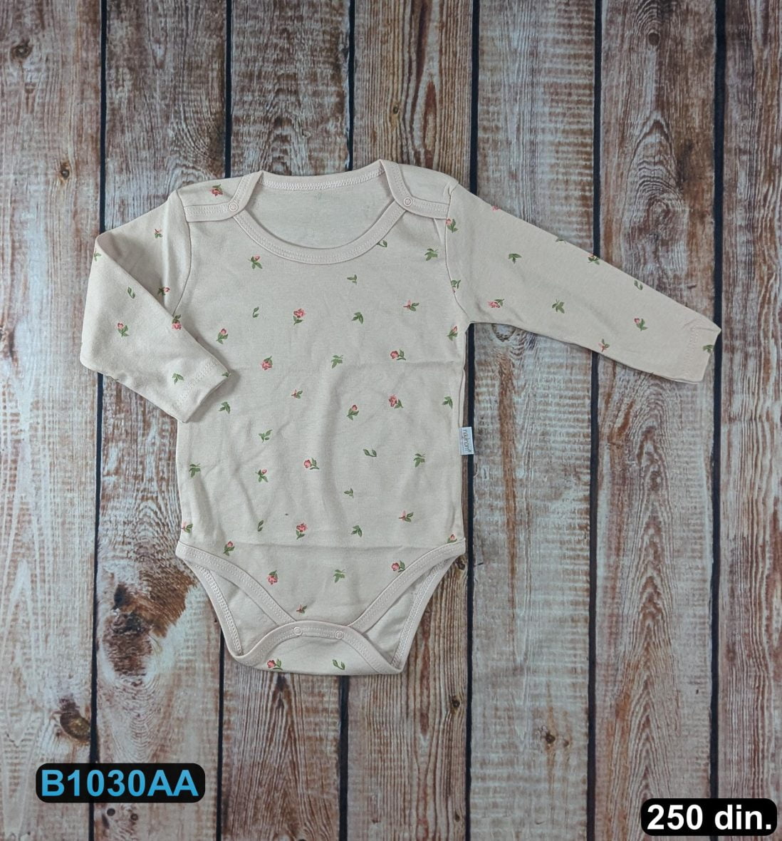 Pamučni bodić sa dugim rukavima (56-98)