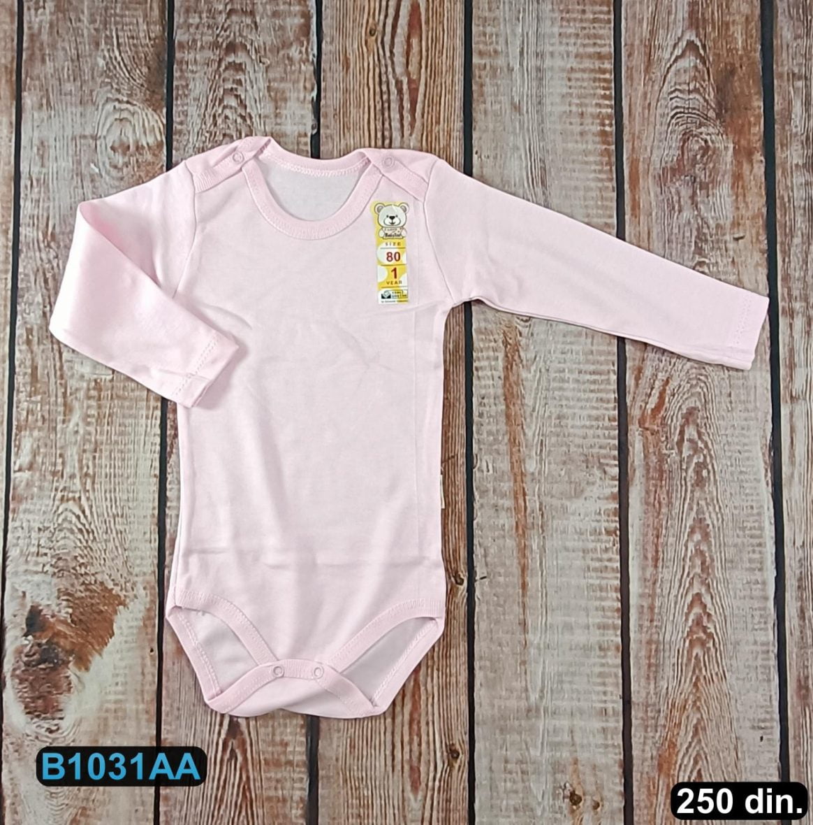 Pamučni bodić sa dugim rukavima (56-98)