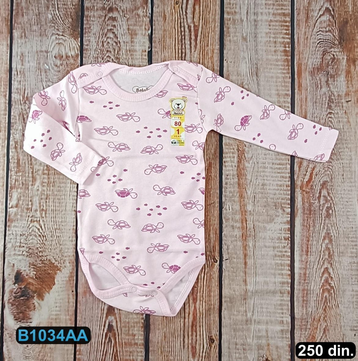 Pamučni bodić sa dugim rukavima (56-98)