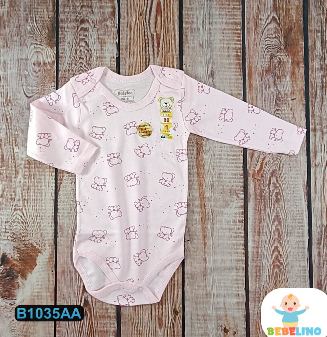 Pamučni bodić sa dugim rukavima