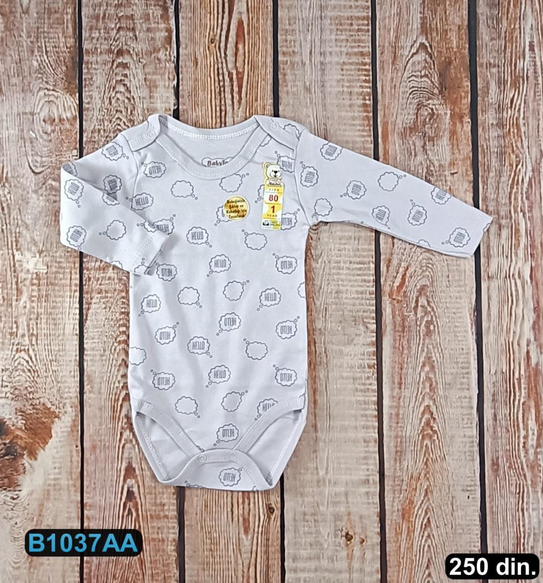 Pamučni bodić sa dugim rukavima (56-98)