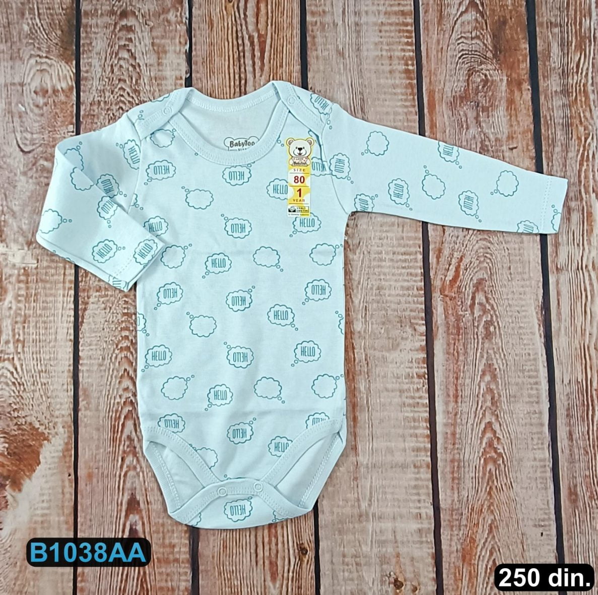 Pamučni bodić sa dugim rukavima (56-98)