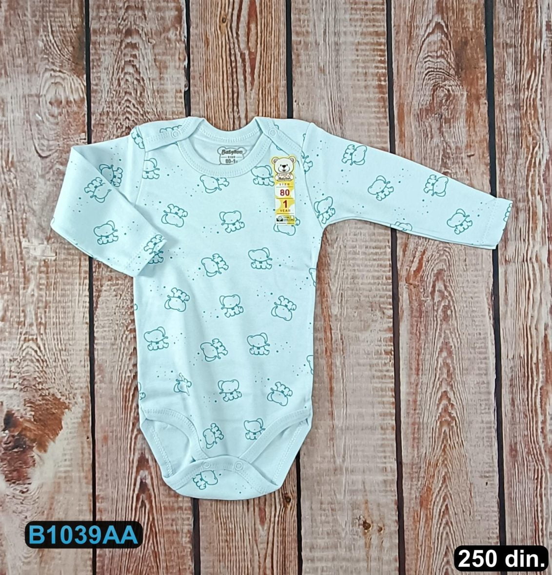 Pamučni bodić sa dugim rukavima (56-98)