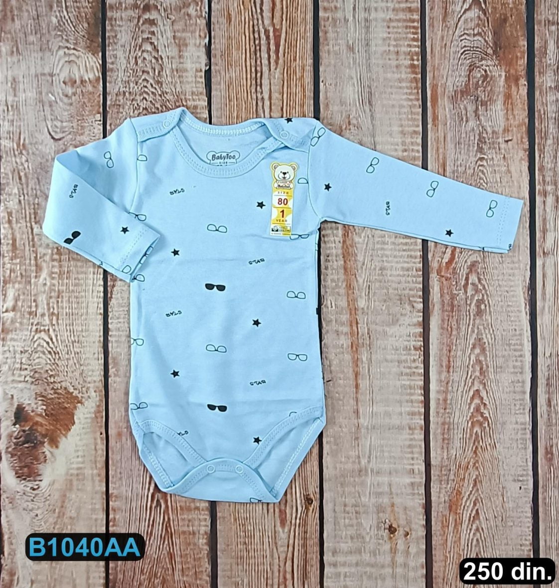 Pamučni bodić sa dugim rukavima (56-98)