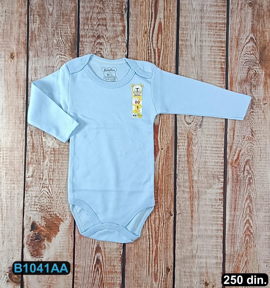 Pamučni bodić sa dugim rukavima (56-98)