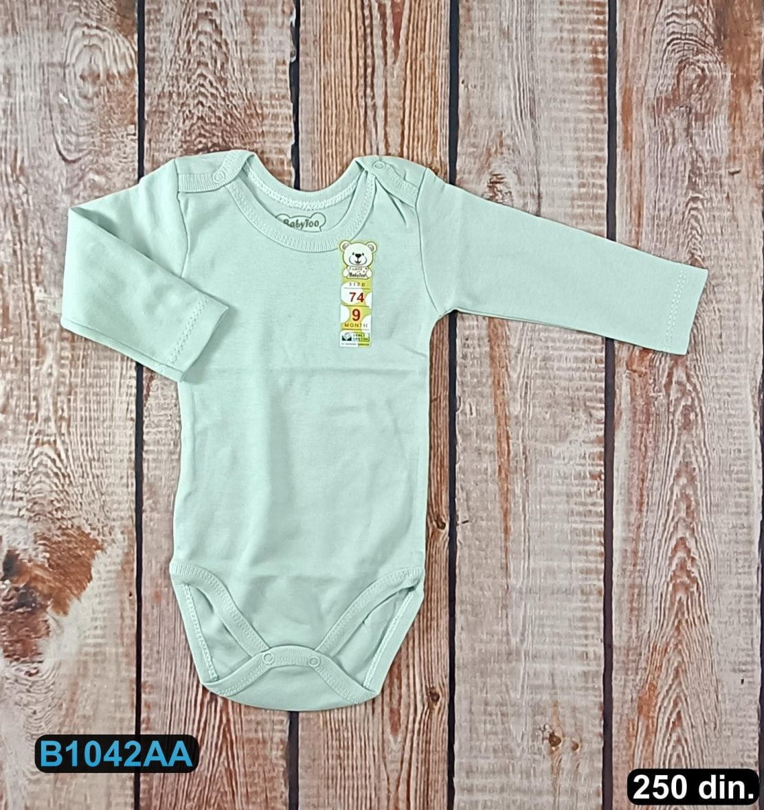 Pamučni bodić sa dugim rukavima (56-98)