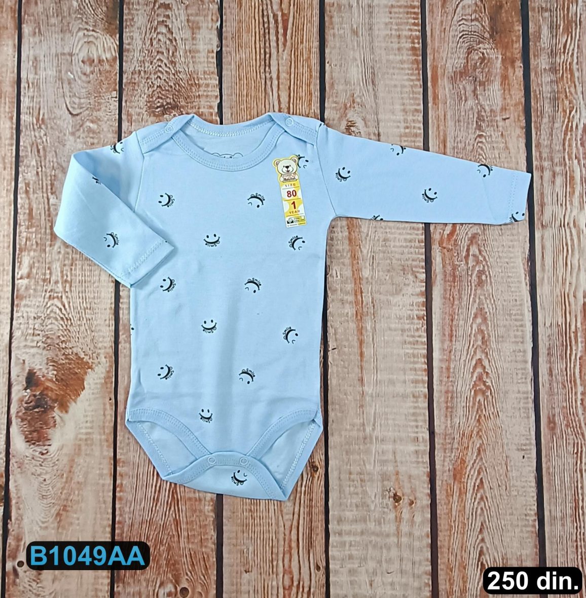 Pamučni bodić sa dugim rukavima (56-98)