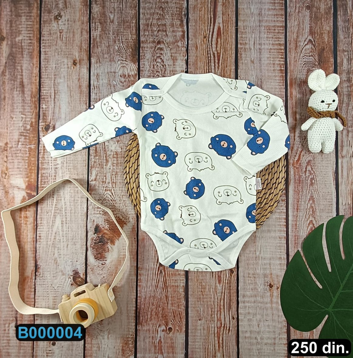 Pamučni bodić sa dugim rukavima (56-98)