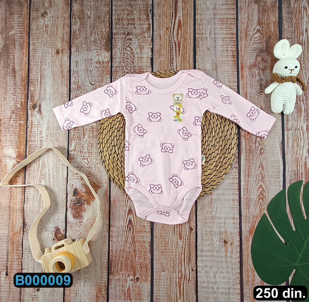 Pamučni bodić sa dugim rukavima (56-98)