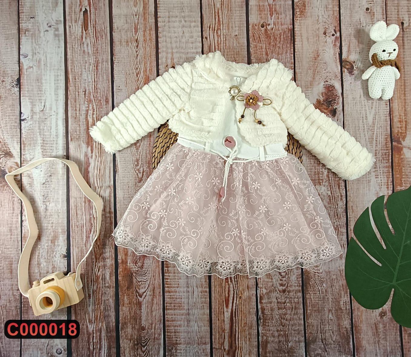 Dečija haljina dug rukav sa krznenim bolerom (80-104)