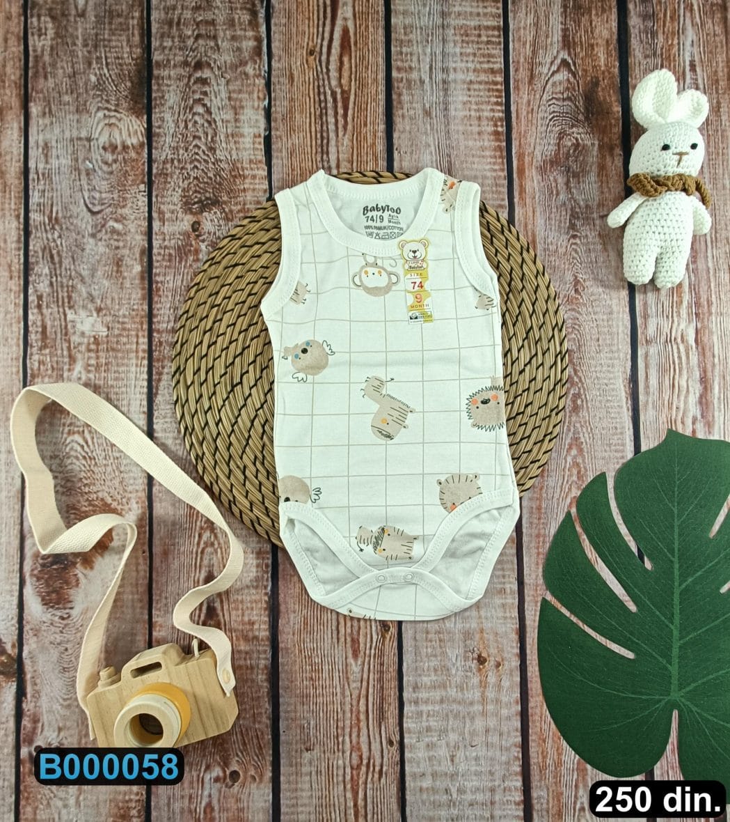 Pamučni bodić bez rukava (56-98)