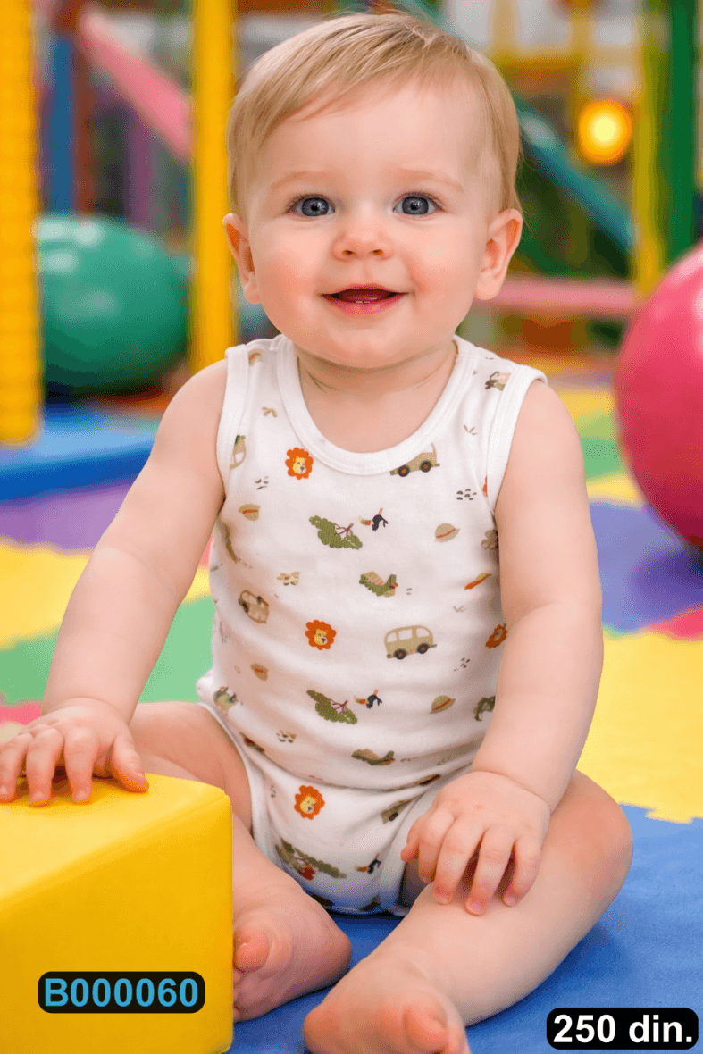 Pamučni bodi bez rukava (62-98)