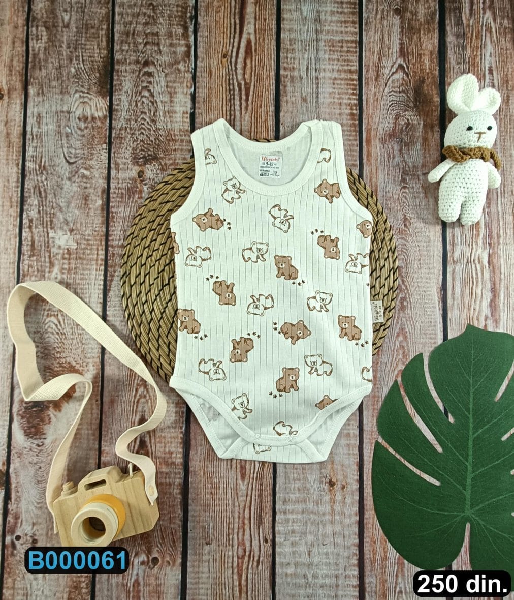 Pamučni bodi bez rukava (62-98)