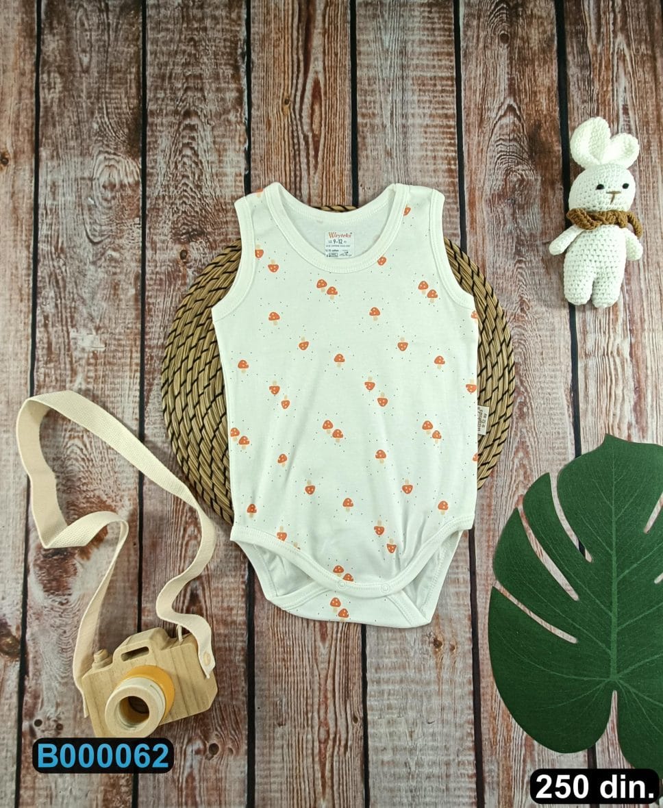 Pamučni bodi bez rukava (62-98)