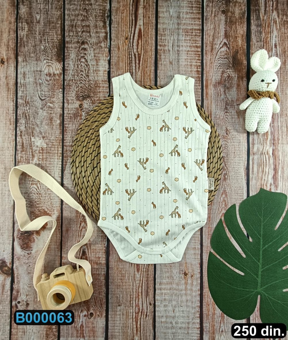 Pamučni bodi bez rukava (62-98)