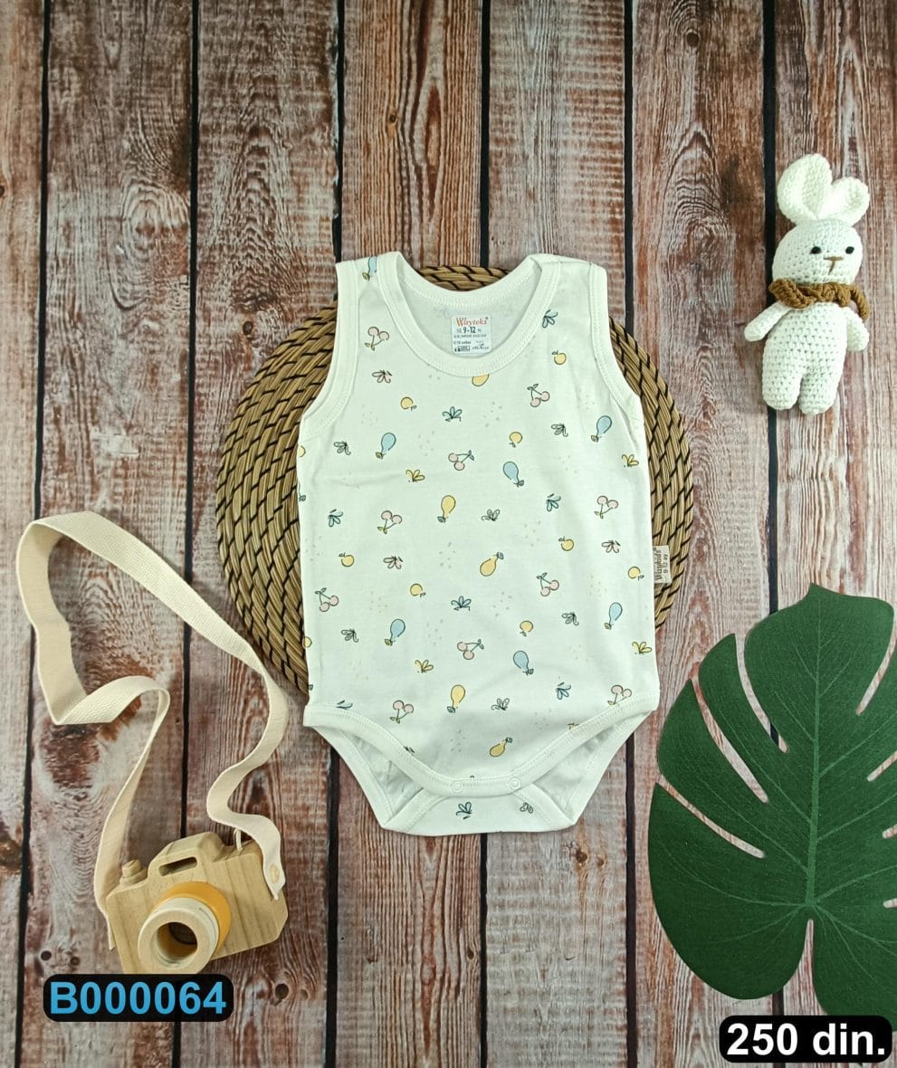 Pamučni bodi bez rukava (62-98)