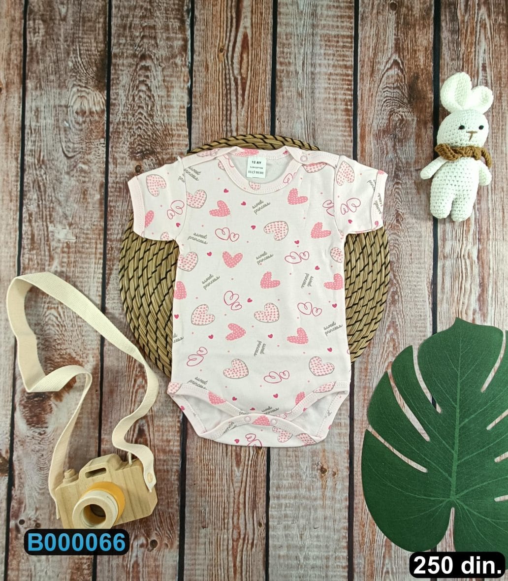 Pamučni bodić sa kratkim rukavima (56-104)