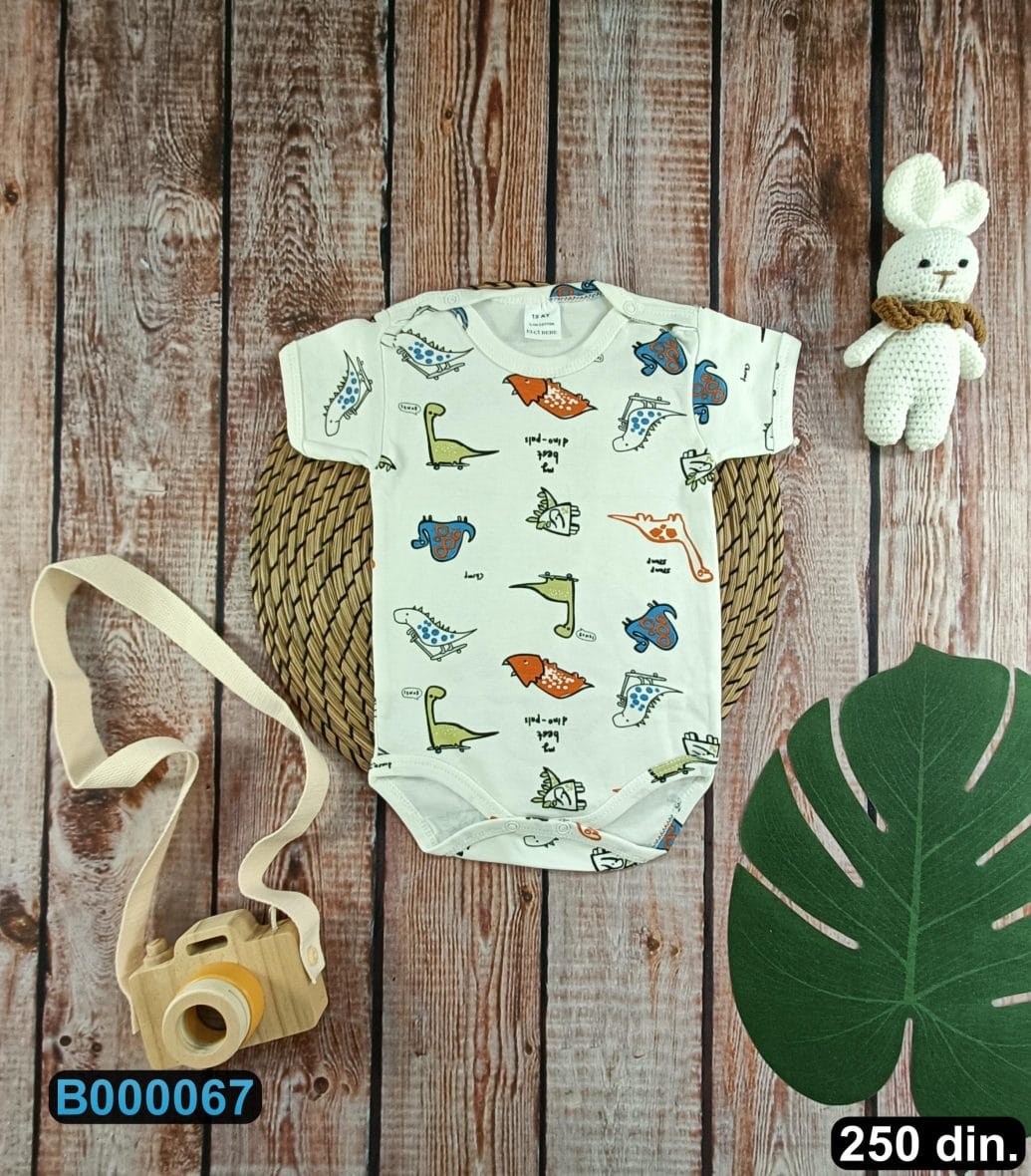 Pamučni bodić sa kratkim rukavima (56-104)