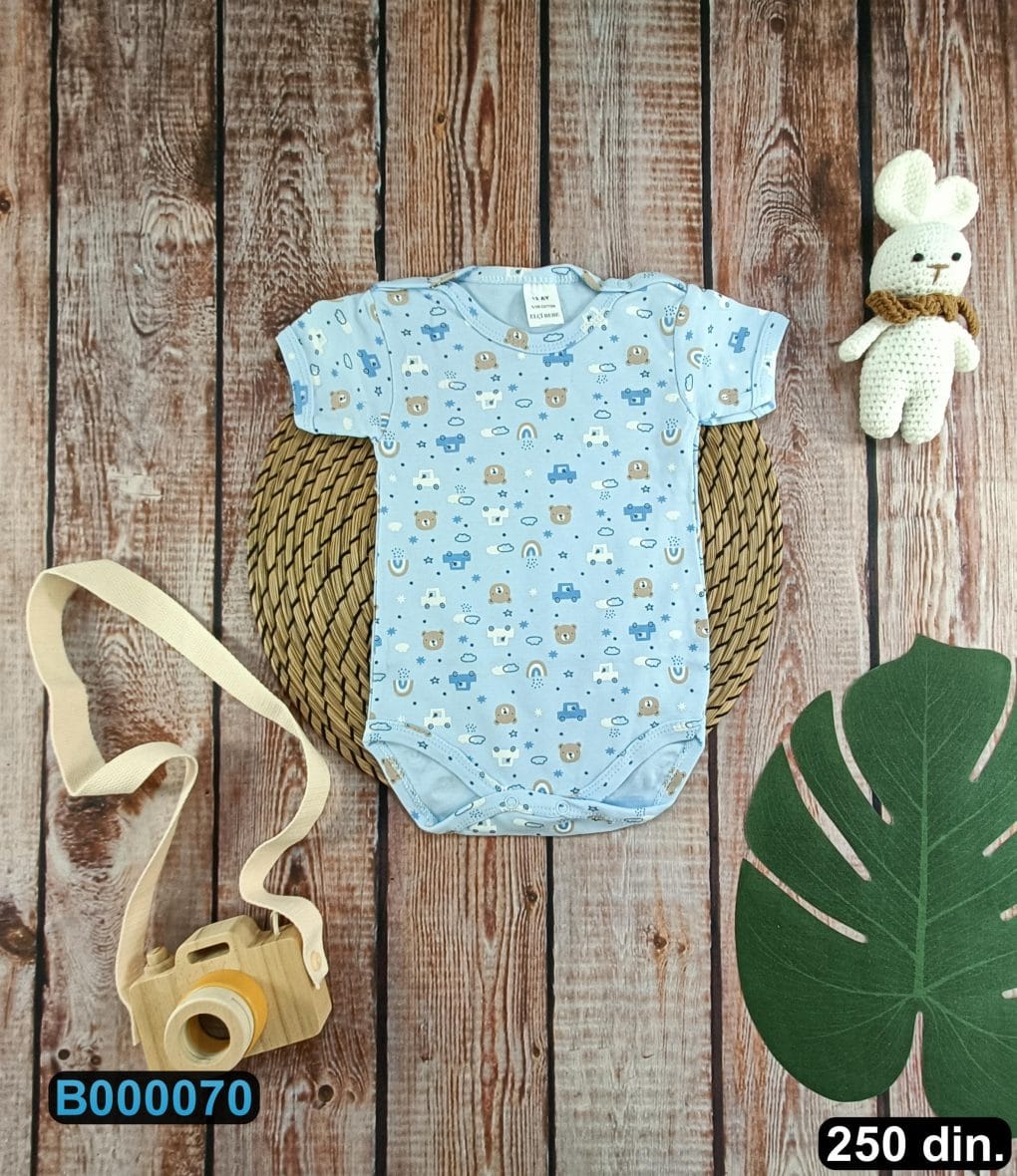 Pamučni bodić sa kratkim rukavima (56-104)