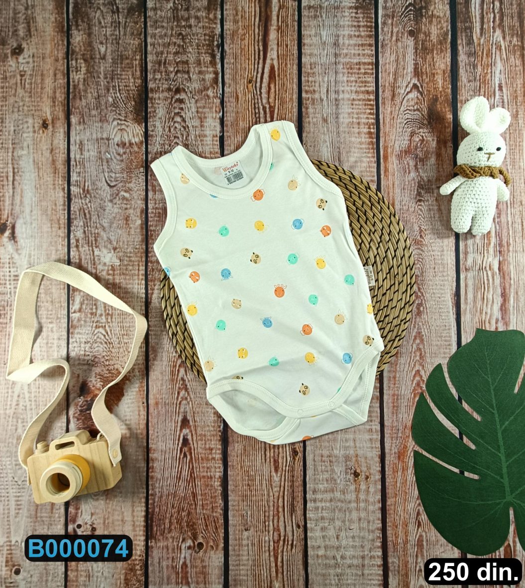 Pamučni bodi bez rukava (62-98)