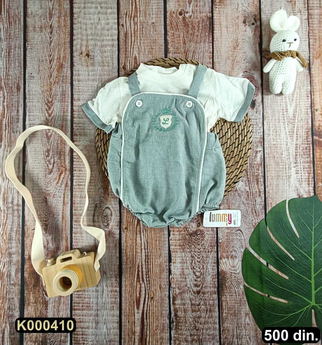 Pamučni bodić na bretele sa majicom (68-80)