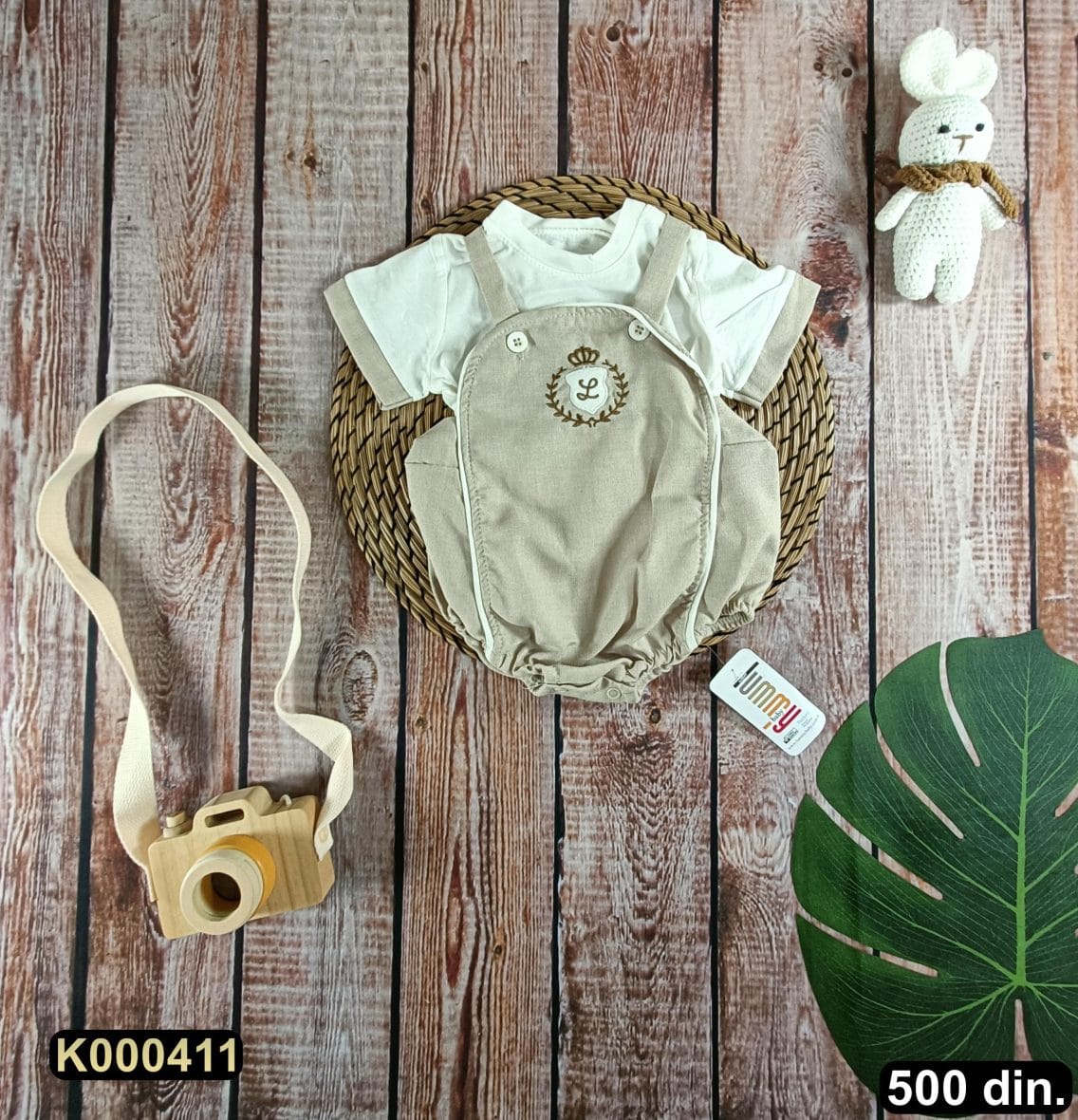 Pamučni bodić na bretele sa majicom (68-80)