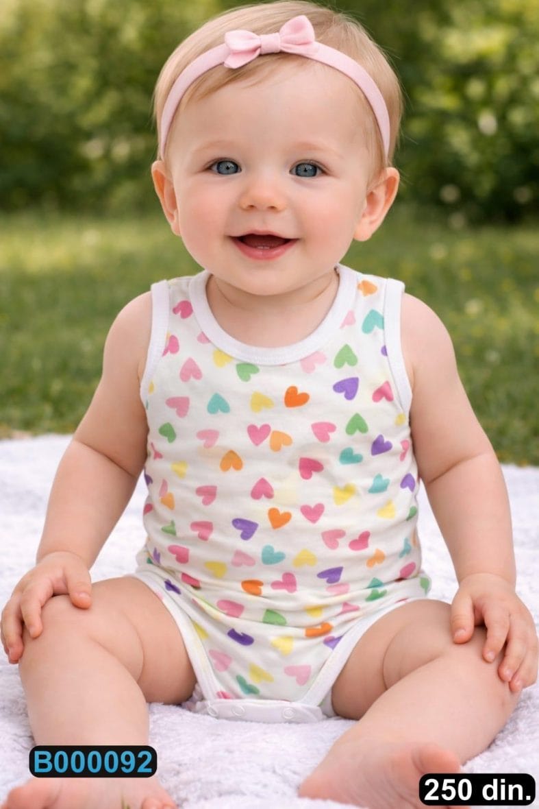 Pamučni bodi bez rukava (62-98)