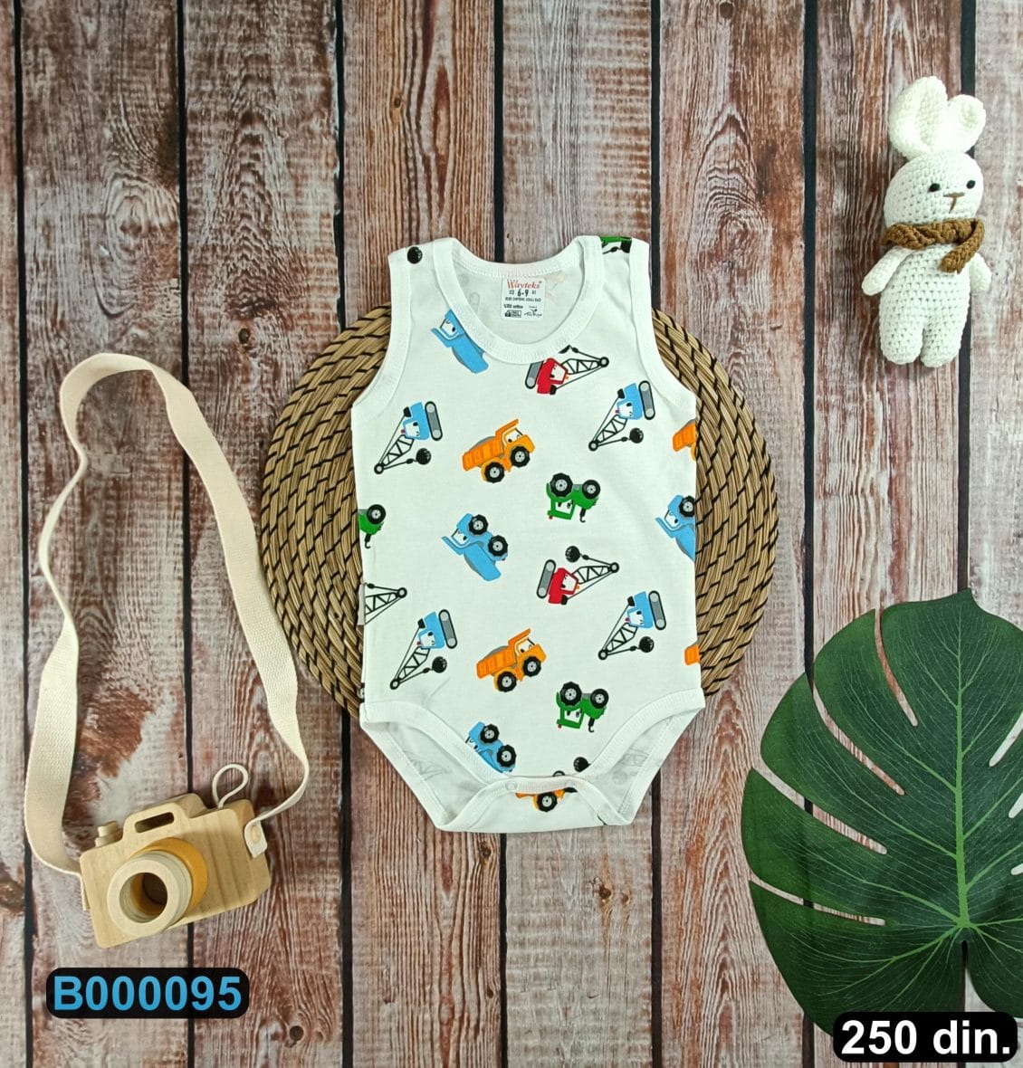 Pamučni bodi bez rukava (62-98)