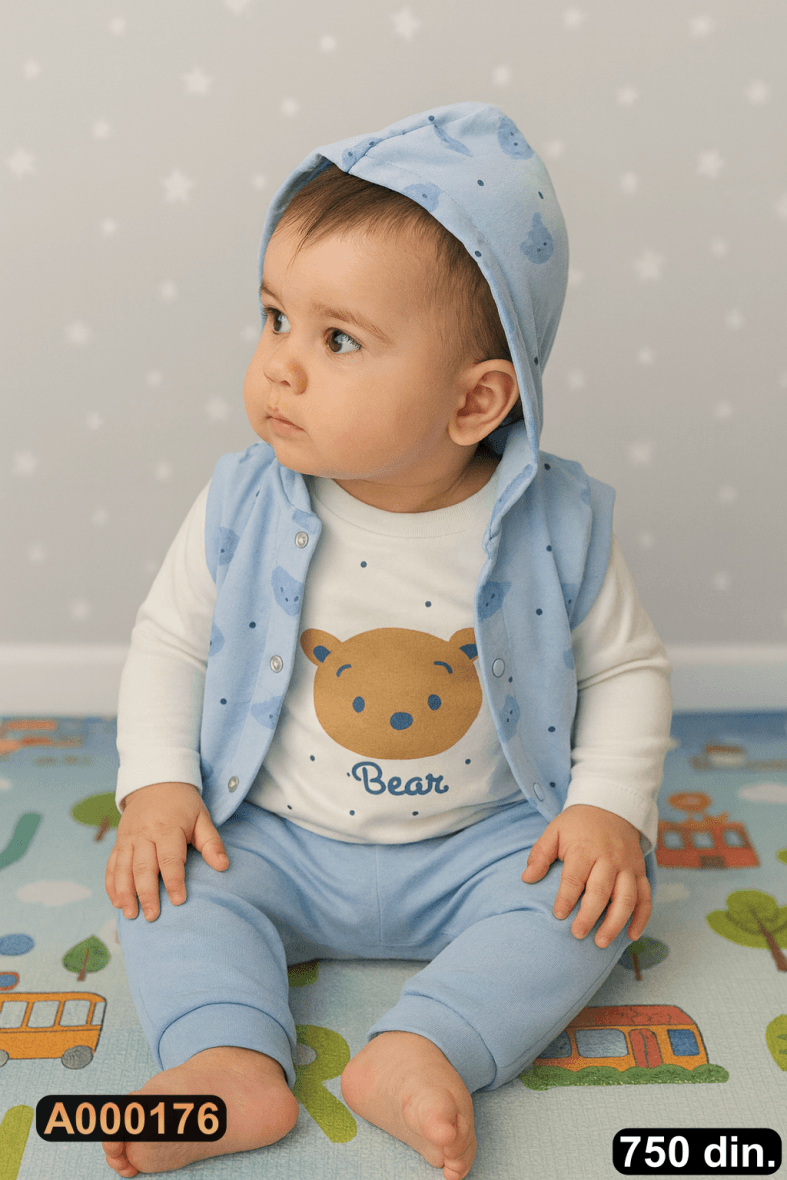 Trodelni komplet – prsluk, majica i pantalonice (68-80)