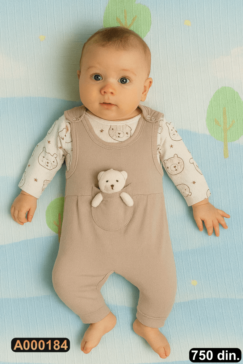 Pamučna zekica na tregere sa majicom (62-74)