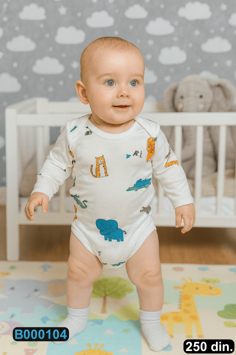 Pamučni bodić sa dugim rukavima (56-98)