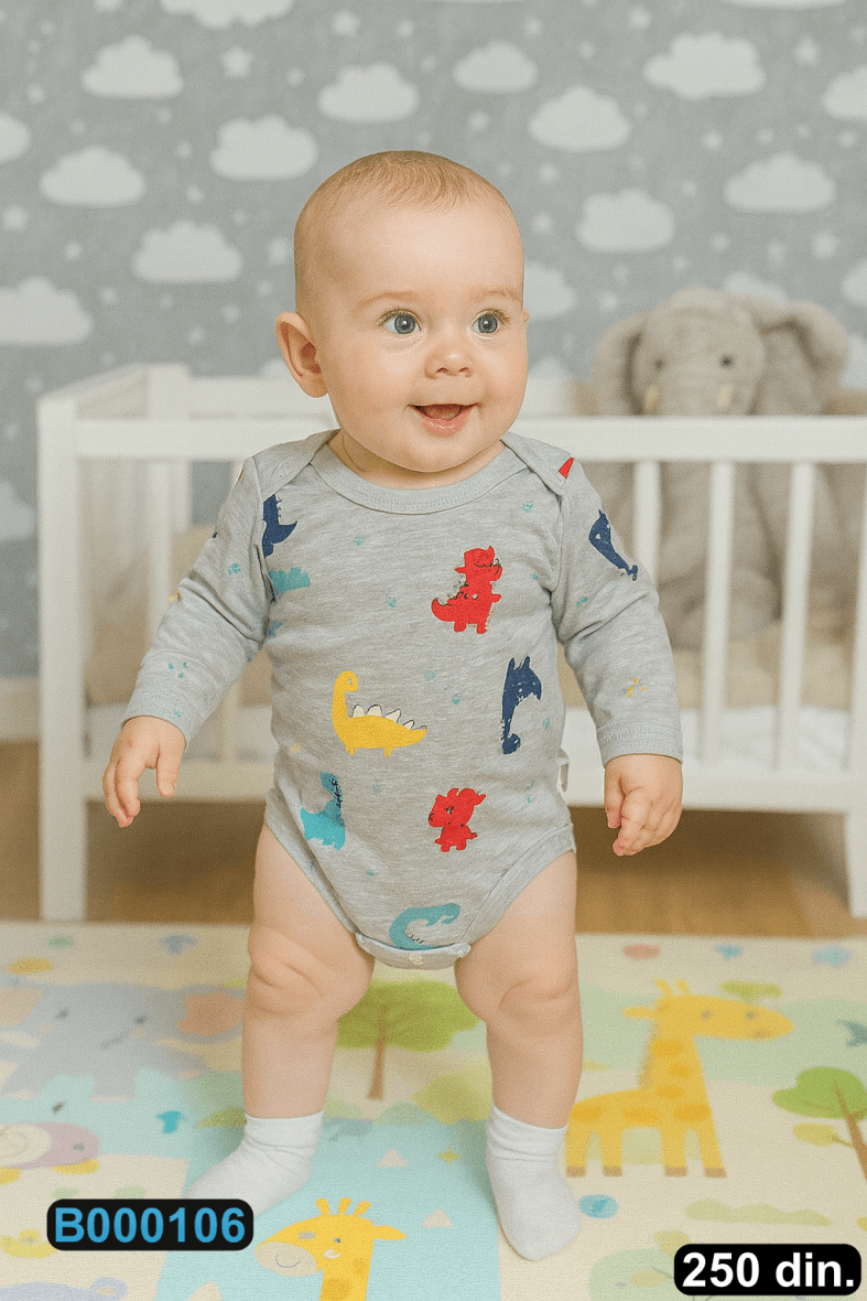 Pamučni bodić sa dugim rukavima (56-98)