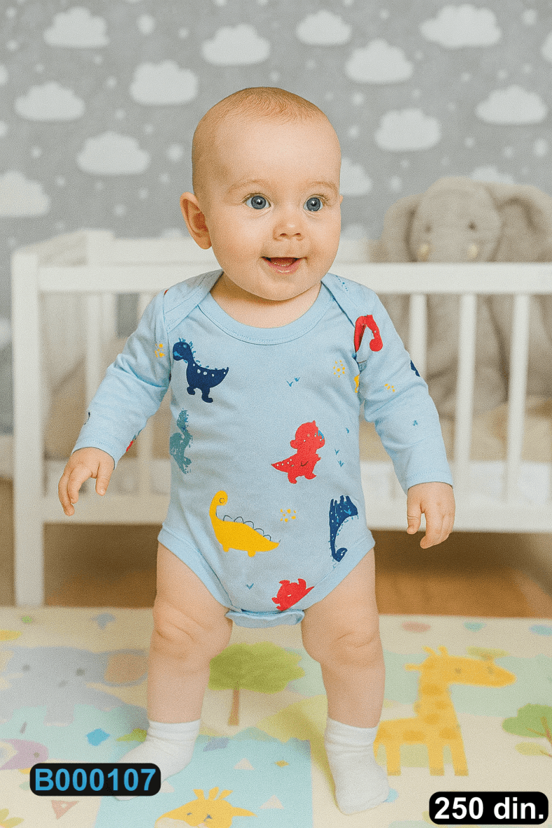 Pamučni bodić sa dugim rukavima (56-98)