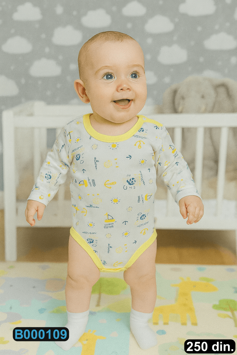 Pamučni bodi sa dugim rukavima (62-86)