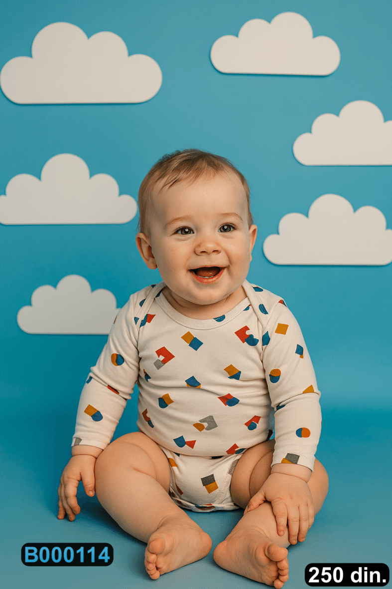 Pamučni bodić sa dugim rukavima (56-104)