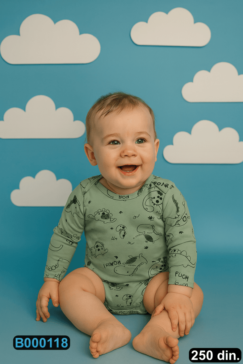 Pamučni bodić sa dugim rukavima (56-104)