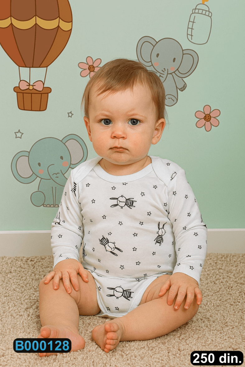 Pamučni bodić sa dugim rukavima (56-98)