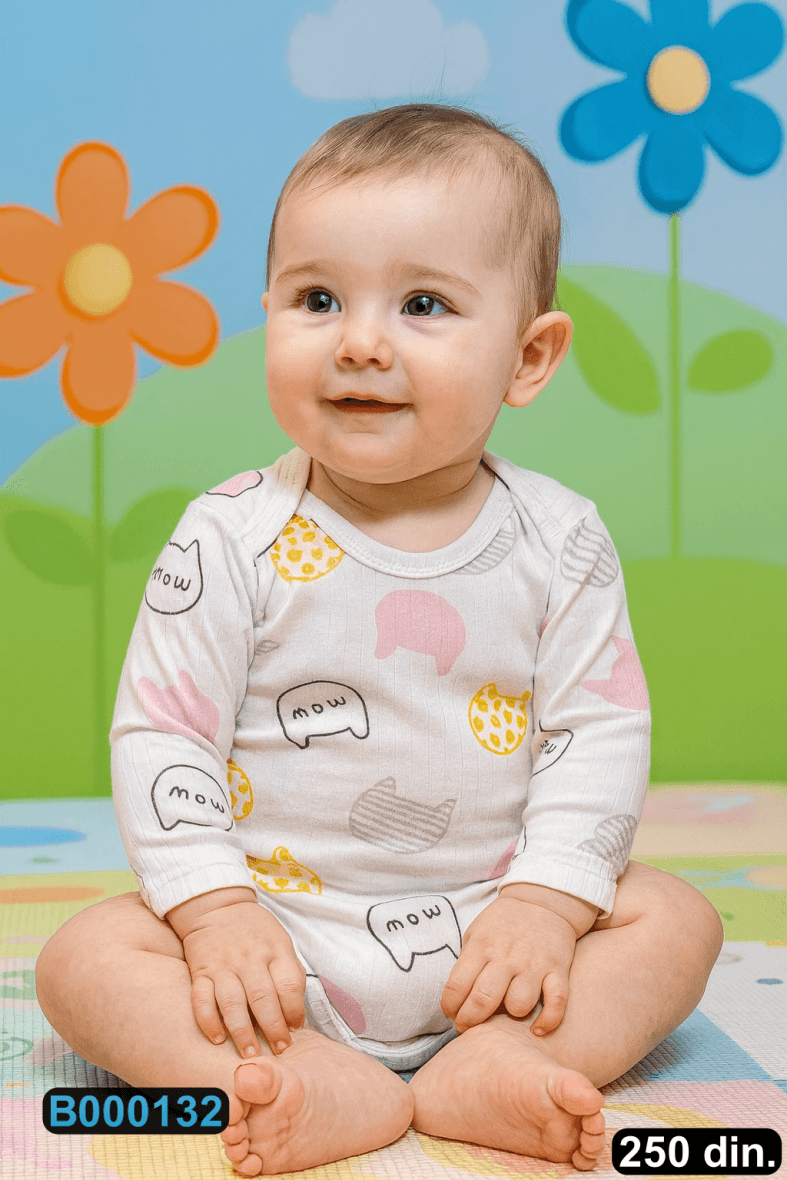 Pamučni bodić sa dugim rukavima (56-98)