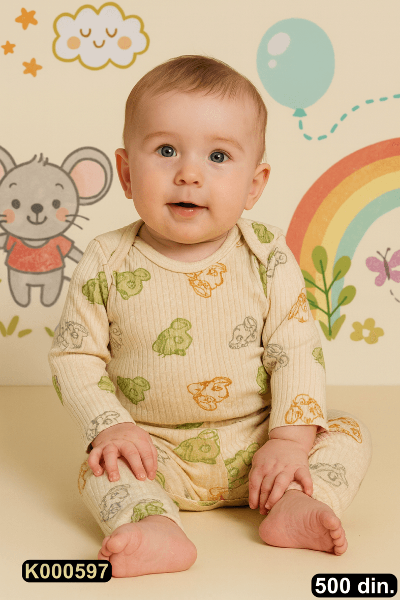 Pamučni komplet iz 2 dela – bodić i pantalonice (62-74)