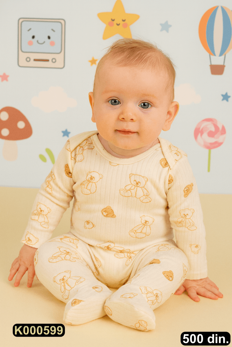 Pamučni komplet iz 2 dela – bodić i pantalonice (62-74)