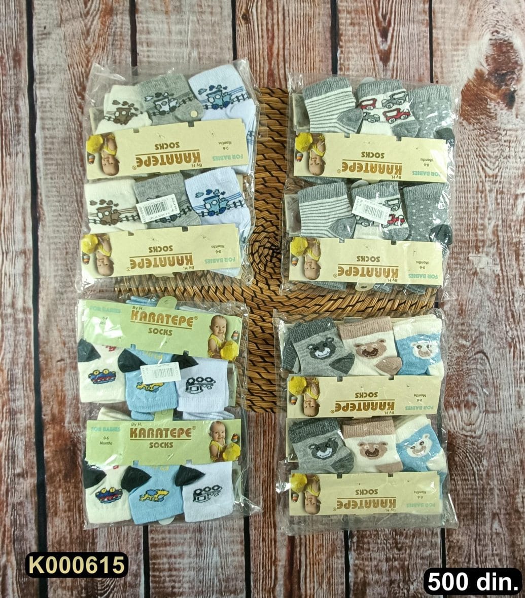 Pamučne čarapice 0-6m (12 kom.)