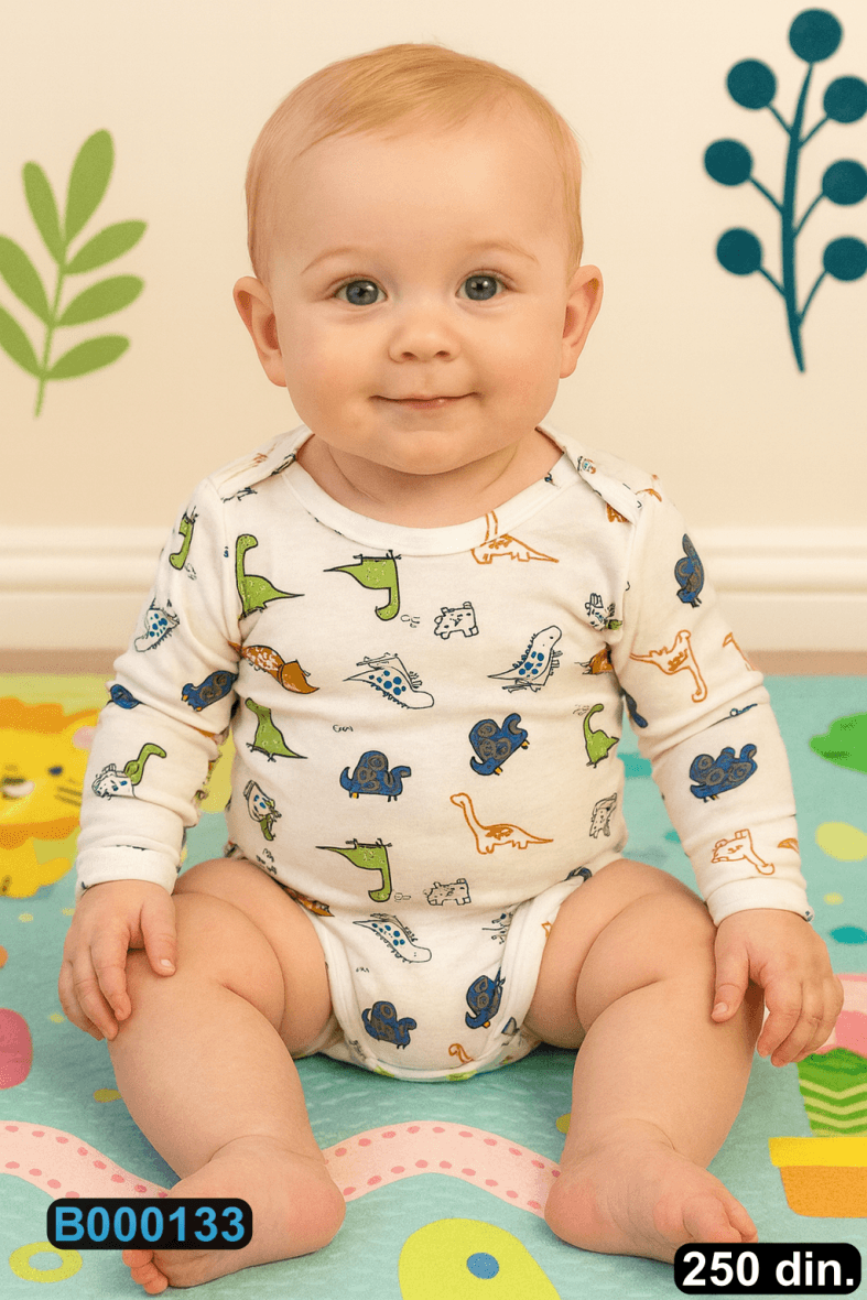 Pamučni bodić sa dugim rukavima (56-104)